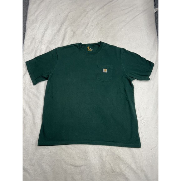 Carhartt Men's Original Fit Green Short Sleeve Pocket T-Shirt Size 2XL K87 HTG - Picture 1 of 6